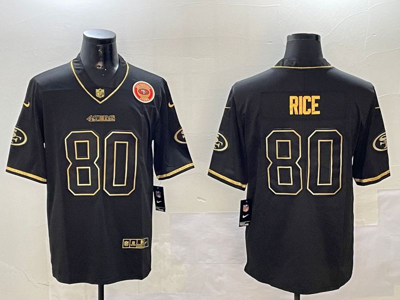 Men San Francisco 49ers 80 Rice Black Gold Throwback 2024 Nike Limited NFL Jersey style 6